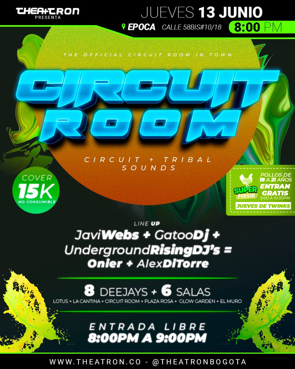 theatronbogota's tweet photo. HOY, JUEVES HOT ❤️🔥
6 SALAS🪩 + 8 #DJS🎧+ CIRCUIT ROOM+ #SEXYDANCERS + #HOTSHOW🔥 + #RINGDEDIVAS 🥊
🎫Entrada libre de 8pm a 9pm. 🆓
Después de las 9pm. 15k.
Produce: @itsbombon_
#Theatron Siempre te da más!!
#Jueves #Thursday #JuevesHot
#Bogota #fiesta #Rumba #Music https://t.co/8YJtoW09An
