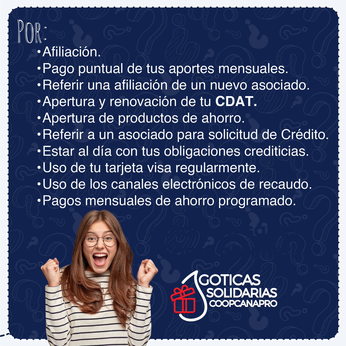 Coopcanapro's tweet photo. Descubre todos los beneficios de las Goticas Solidarias en https://t.co/e5401KqVee. Obten y redime tus Goticas. ¡Para Crecer juntos! #ParaCrecerJuntos #Coopcanapro #Ahorro #Credito #Cooperativa https://t.co/n9zsSXk9S8