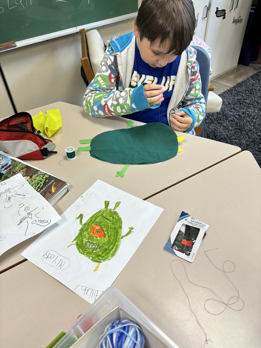 jd19723's tweet photo. My 6/7 art class turning the K/1/2s monster drawings into plush creations as a surprise. They are so creative and a joy to work with. https://t.co/QjWBGoSA0A