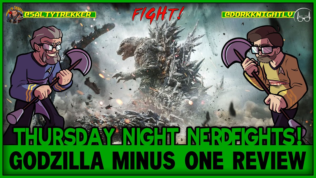 DorkKnightLV's tweet photo. On tonight's #NERDFIGHTS @SaltyTrekker and I review #GodzillaMinusOne on the live stream. Join us in the chat!
Dork's Link: https://t.co/jNIr7MLPqb
Salty's Link: https://t.co/zDpFtKWSB5
#Godzilla https://t.co/5oe5ybjbWe