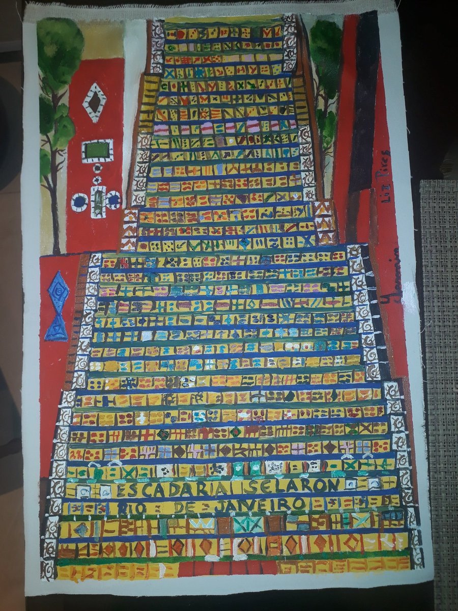 LizPires2023's tweet photo. Selaron Stairs, Rio de Janeiro Brazil.
Painting I did with my granddaughter and she loved doing it. It's a colorful staircase with mosaics, where people sit, take photos and have fun.
#LizPiresArt
#acrylicpainting
#art
#womenonart
#Selaron https://t.co/IGKqZiDBWs