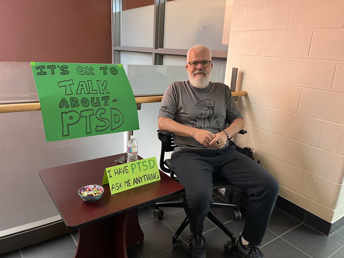slbaltzer's tweet photo. Found this guy in the halls at work today. Sgt.Renaud, thank you for your strength, vulnerability and courage. TY for doing your part to end the stigma. You were a great leader before your PTSD diagnosis and after! #ItsOkToNotBeOk 
@lpsmediaoffice @IGotYourBack911 #PTSDAwareness https://t.co/dN1AU7NU6d