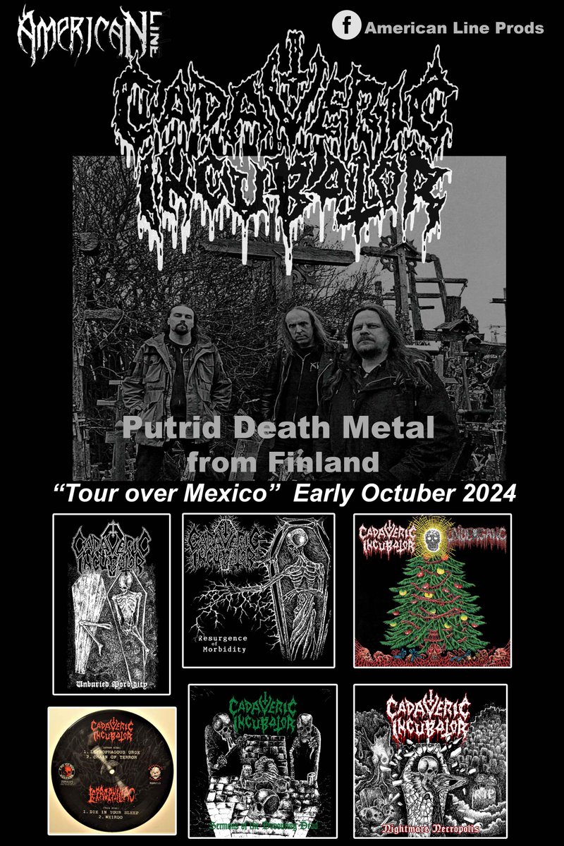 alprods's tweet photo. CADAVERIC INCUBATOR
20 años de Grindcore Death metal.
Gira en México Octubre 2024.
Death metal rules !
.
#alprods #deathmetal #grindcore #underground https://t.co/GnPUkDyfCk