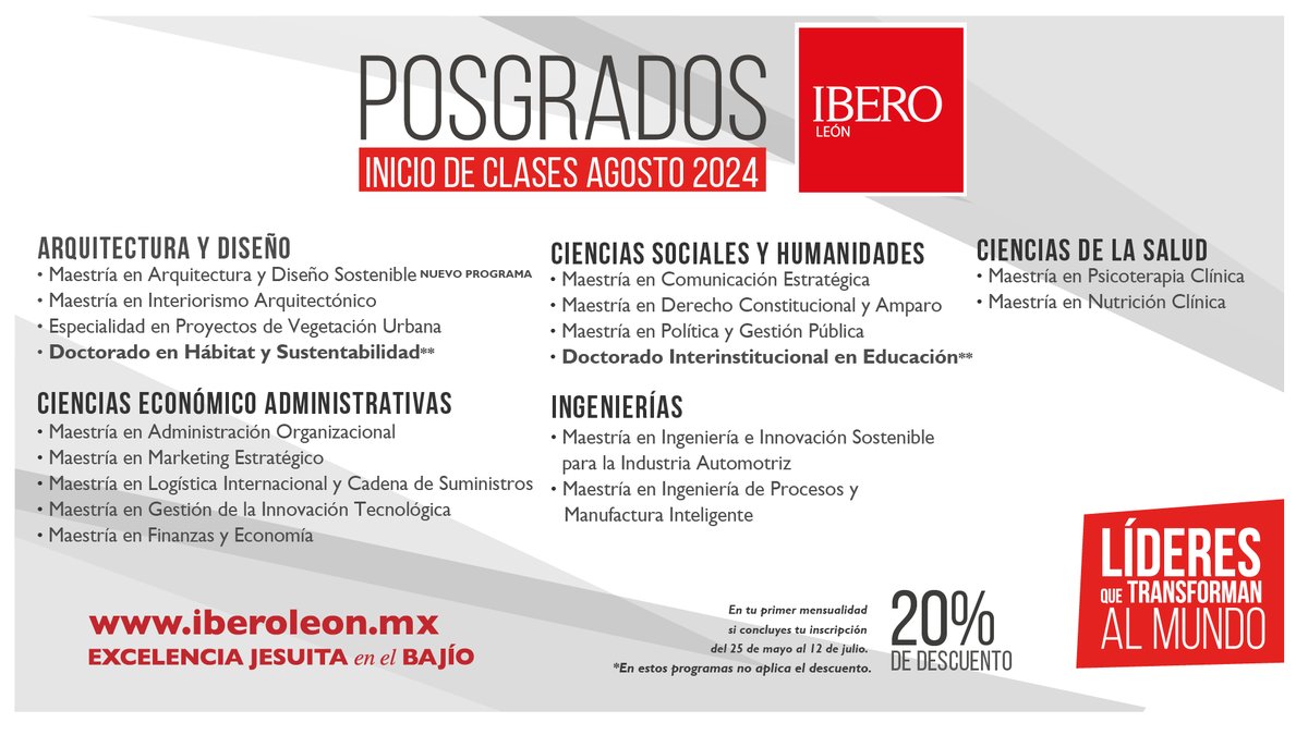 IberoLeon's tweet photo. ¡Impulsa tu futuro profesional!

Inscríbete a uno de nuestros posgrados antes del 12 de julio y obtén un descuento del 20% en tu primera mensualidad.  

Déjanos aquí tu información: https://t.co/MKTbtNGxqL https://t.co/oS97yMSrd3