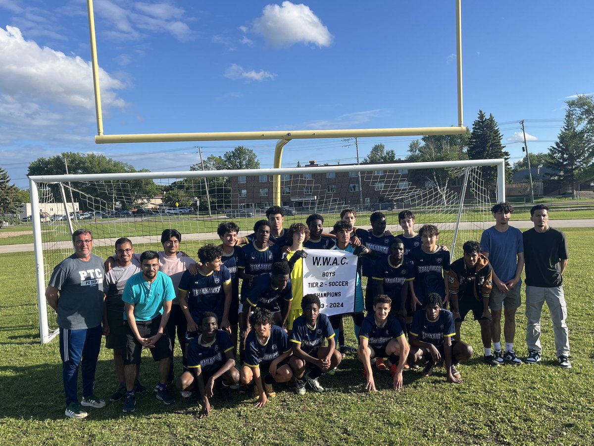 #ptctrailhawks @pembinatrailsschooldivision @ptcathletics we did it! The boys are the champions! Congrats to all team members and coaches! That academy all winter paid off! Way to go! #wheretobe?PTC The girls team also had an amazing season - team pic to come next week!