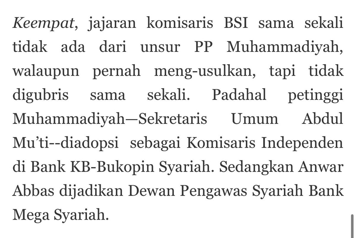 valiisaa's tweet photo. @muhammadiyah 4. BSI meminta ke PP untuk duduk dlm jabatan Dewan Pengawas Syariah, tp keputusan akhir nama pak Abdul Mu'ti tidak diterima oleh RUPS sbg komisaris https://t.co/clNXQQtu9J