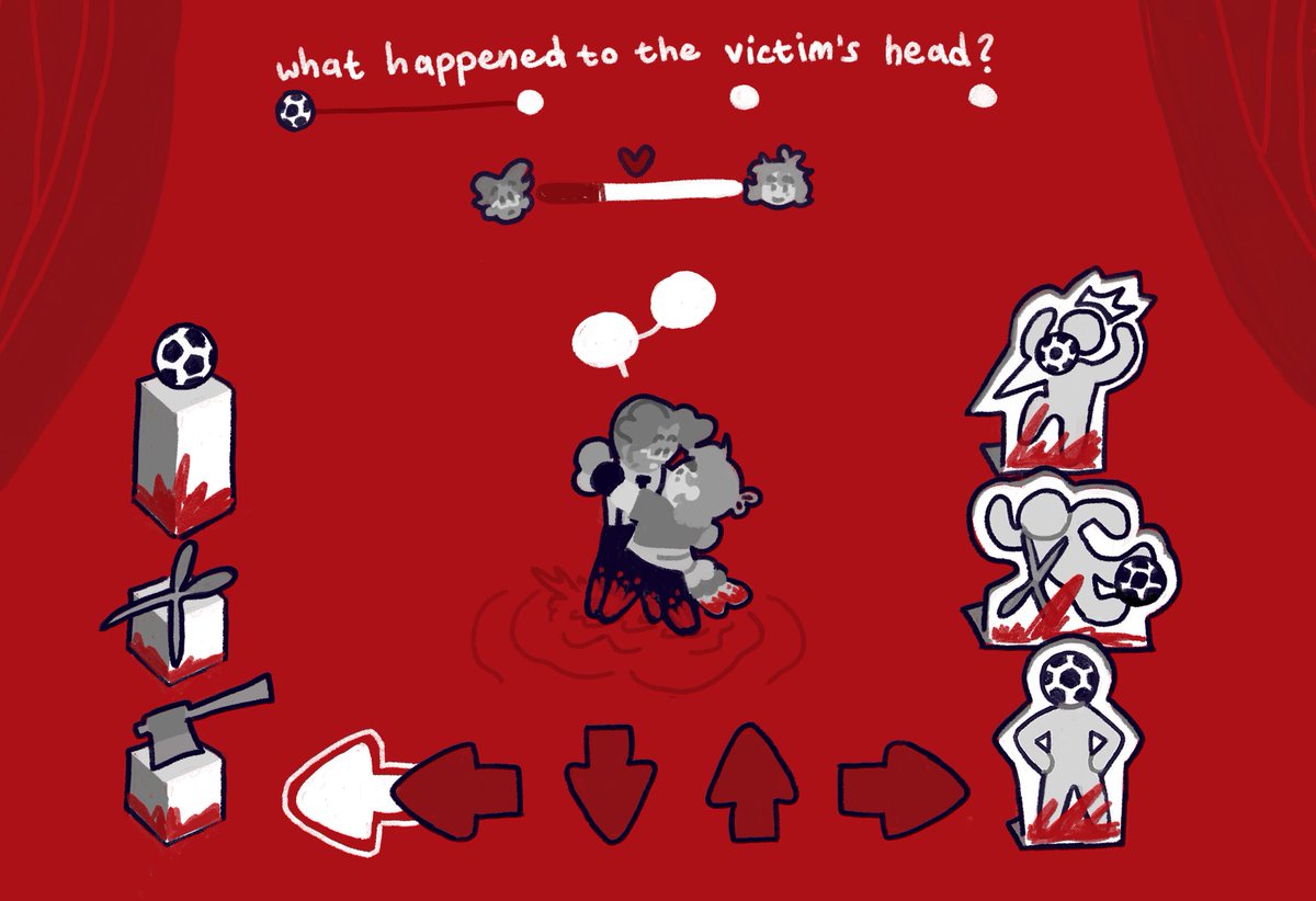 [ blood cw ] deduction minigame concept art. a dance on the evil stage, anyone? 🎶