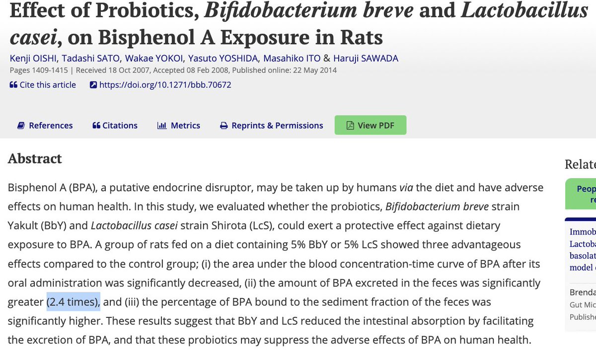 AlpacaAurelius's tweet photo. This may be one of the solutions to microplastics...

The probiotics Bifidobacterium breve and Lactobacillus casei bind to BPA in the digestive tract and DOUBLE the excretion

Milk, kefir, cheese, yogurt and sauerkraut are great sources of these bacteria https://t.co/84KTBtB7g2