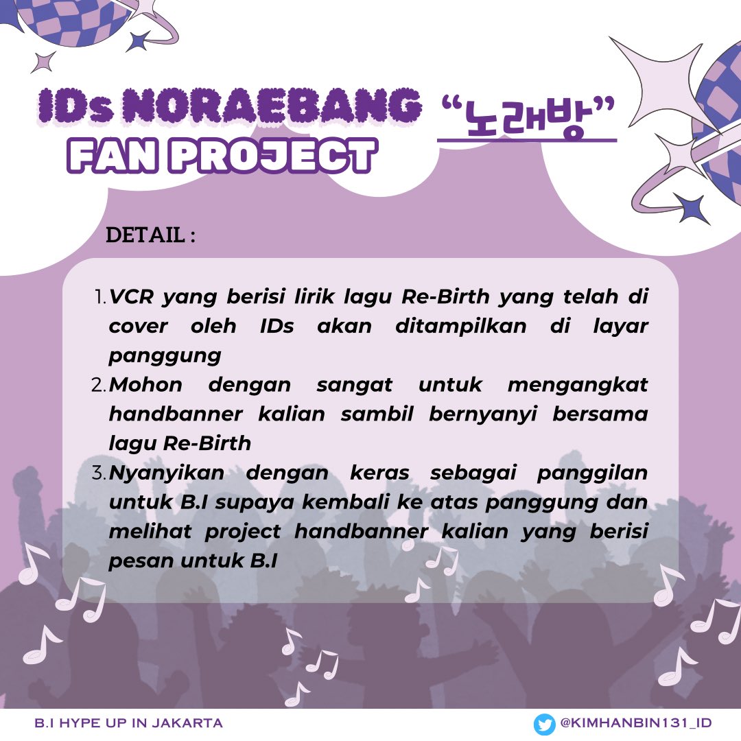 KimHanbin131_ID's tweet photo. 📣 FAN PROJECT DETAIL

🔥DAY-1 🔥

Demi kelancaran fan project untuk B.I dari INA IDs mohon untuk dicermati dan bantu share ke group IDs kalian 🙏🏻

Let's all make this project a success 🥹
#KHBIDProject #비아이 #HANBIN #KIMHANBIN https://t.co/sX9Kpfrqrc