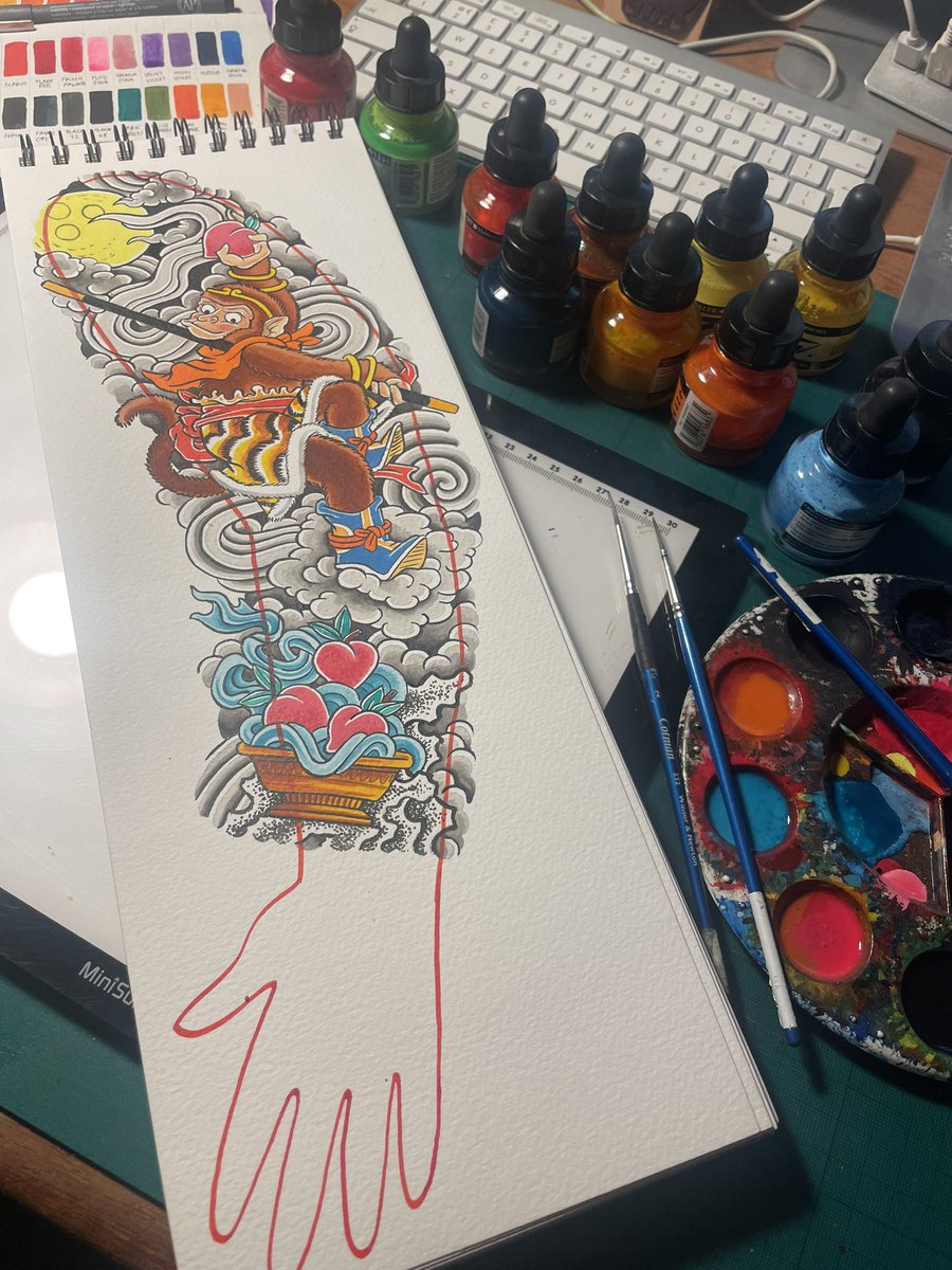 Sunwukong stealing some peaches of the immortals from the heavenly gardens… #bananajims #sunwukong #irezumi #japanesetattoo