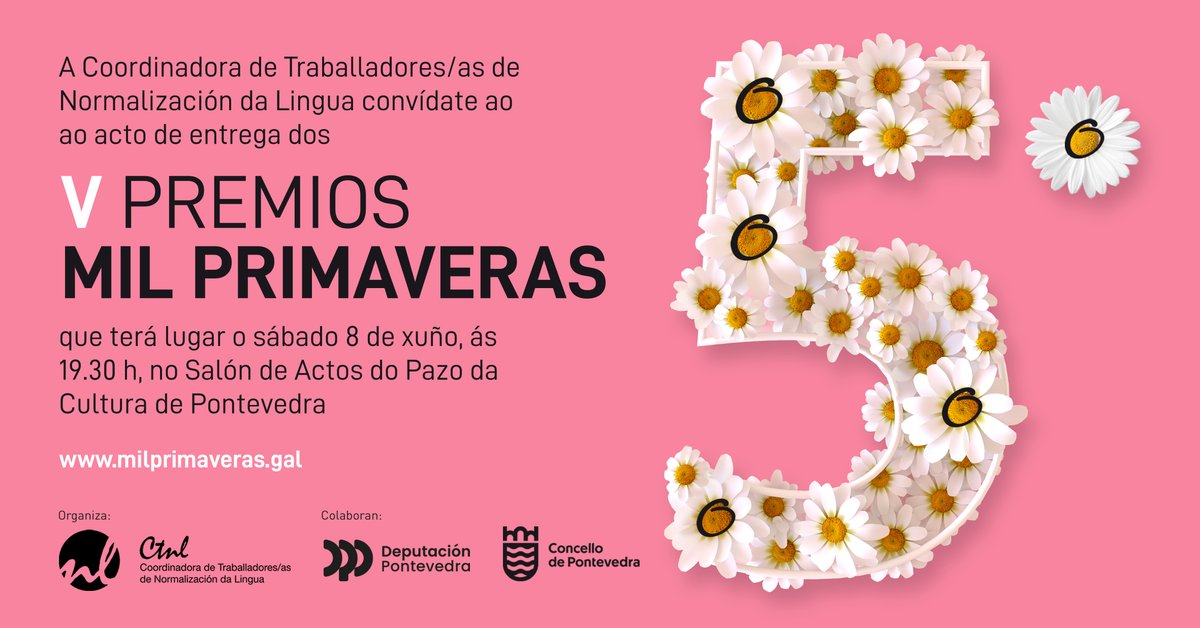 ctnl's tweet photo. Convidámosvos a vir mañá á entrega dos quintos #PremiosMilPrimaveras.
Será un encontro especial con música e narración de Rilo & Penadique e onde recoñeceremos o bo labor dos proxectos #Aquitamensefala, @CeibaRimas, #Elos (@PazodeRaxoi) e @RecunchoGamer
https://t.co/aSyjs9sEUx https://t.co/FrQmtGYA1B