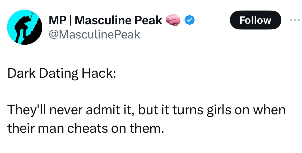 I like to believe these accounts intentionally give terrible dating advice to guys in order to increase their own chances in the dating pool.