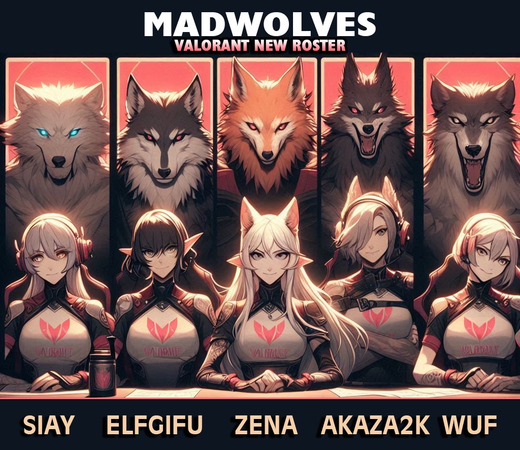 MadWolvesVL's tweet photo. Yeni Kadın Valorant takımımızı sizlere duyurmaktan mutluluk duyarız!

Zeynep Naz " ZENA" Atak
Aslıhan " Akaza2k " Öztürk
Elif " Elfgifu " Yılmaz
Ayşegül '' Siay '' Şimşek
Neval Naz " Wuf"  Acar

Coach: Berktuğ " FABIEN " Ersoy https://t.co/8xNBOp6vGT