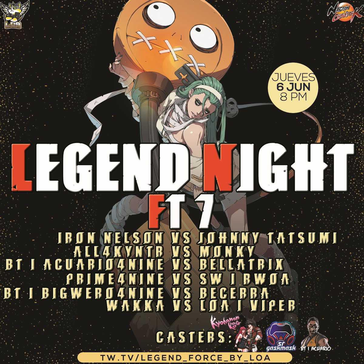 srgaskmask's tweet photo. Hoy voy a partipar de caster en la #LegendNight en el canal de #Twitch @legendforce90 para que nos acompañen. https://t.co/plsO1FZoof