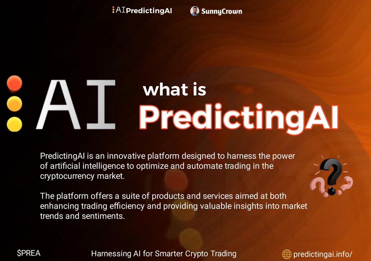Samuelsimonsun1's tweet image. Superb!
Are you ready to explore with me the intricacies of @PredictingAI

Get ready and let get it done 👍

➠What is @PredictingAI ?

#PredictingAI is a cutting-edge platform leveraging artificial intelligence to streamline and automate cryptocurrency trading.