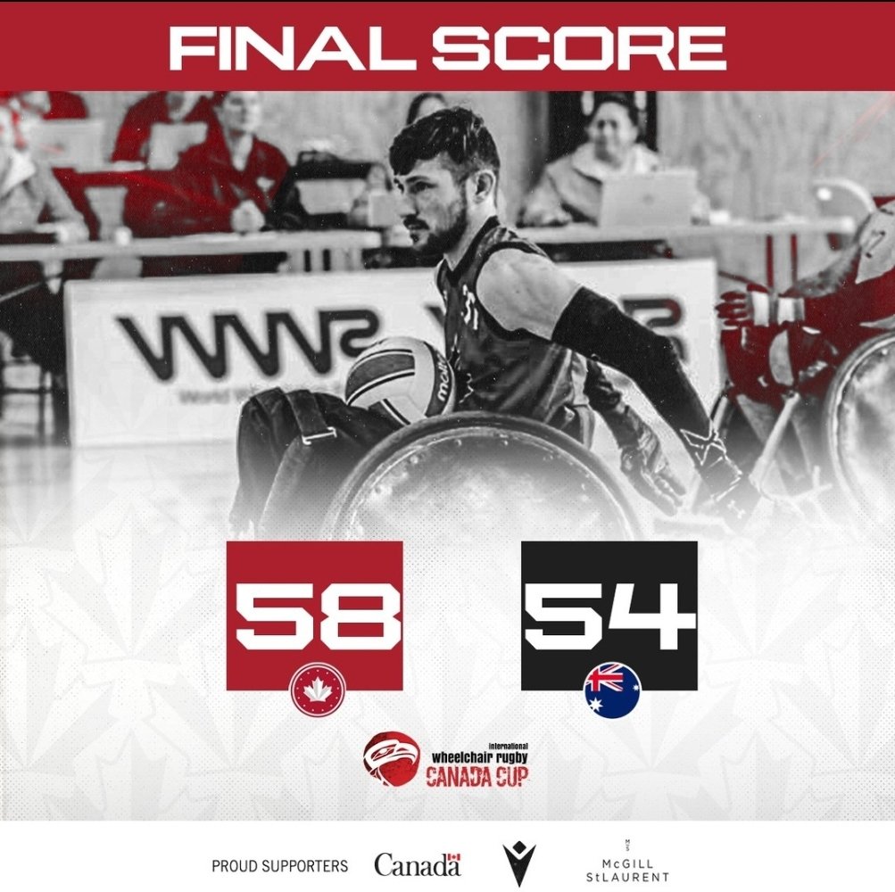 Wheelchair Rugby Canada (@wcrugbycanada) on Twitter photo Starting off strong! Canada came out on top in their opening game against Australia. Final score: 58 - 54.
Next game is this afternoon at 5:00pm PT. Tune in live on the <a href="/BCWSA/">BC Wheelchair Sports</a> YouTube Channel Starting off strong! Canada came out on top in their opening game against Australia. Final score: 58 - 54.
Next game is this afternoon at 5:00pm PT. Tune in live on the <a href="/BCWSA/">BC Wheelchair Sports</a> YouTube Channel