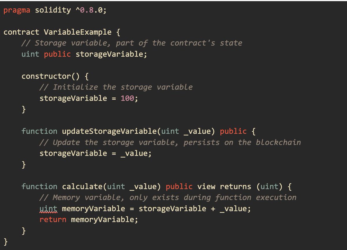 0xCharlesWang's tweet image. Uninitialized Storage Pointers/ Uninitialized State Bugs Explained

In Solidity, data storage is categorized into three main types: storage, memory, and calldata, each serving distinct purposes within smart contracts. 
Storage variables are part of the contract&apos;s persistent state…