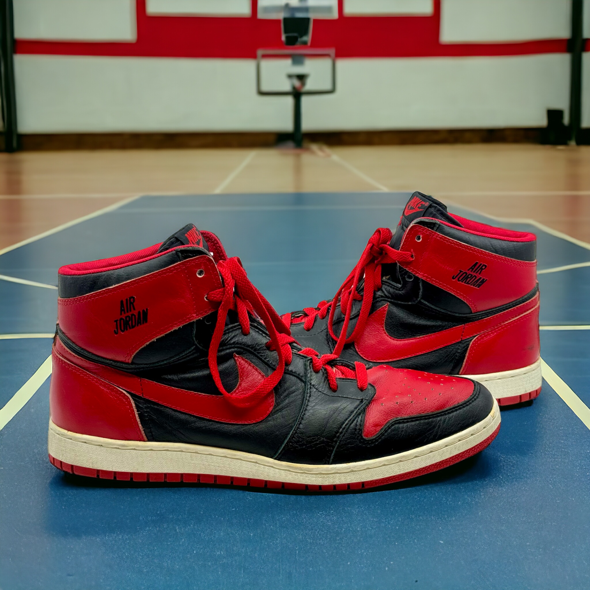 GreyFlannelAuctions on X Current Bid 203 533 LOT 2 1984 Michael Jordan Player Sample Prototype Banned Nike Air Jordan Black Red 1 Shoes Photo Shoot Hobby Fresh with Letter of Provenance
