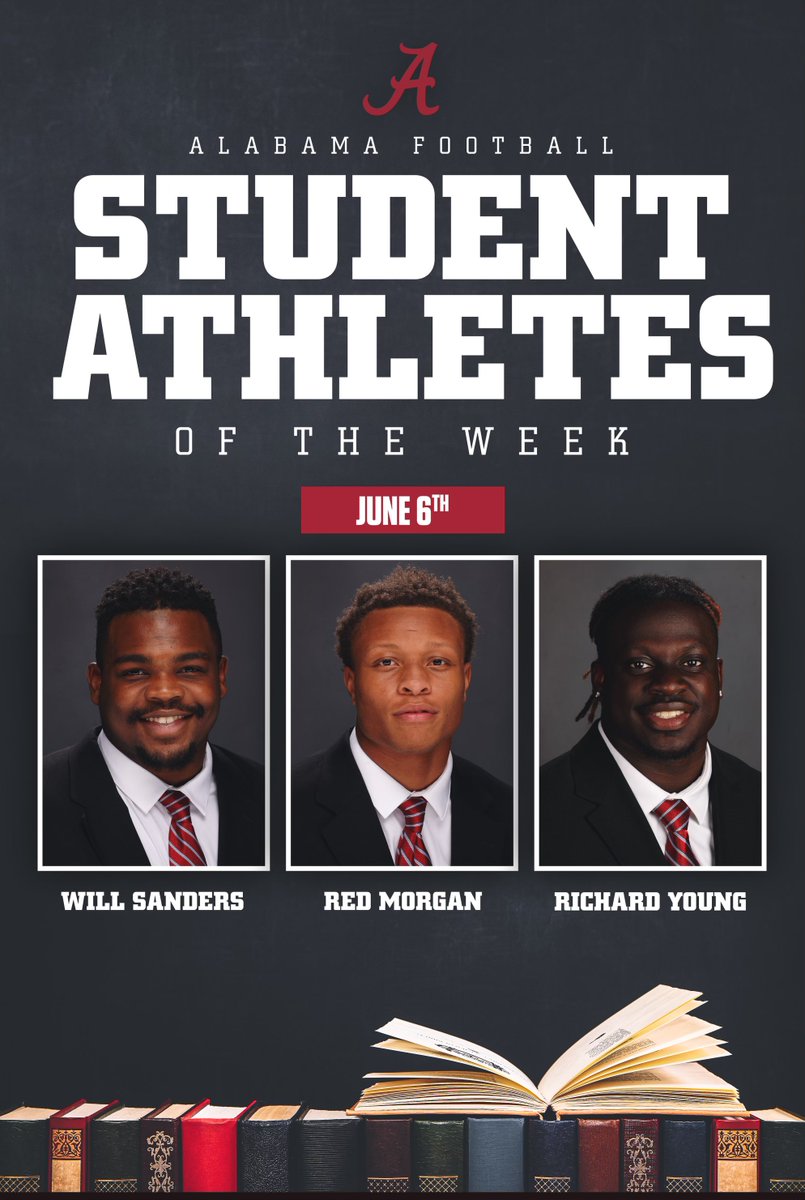 Alabama Football (@alabamaftbl) on Twitter photo Student-Athletes of the Week! ๐๐
<a href="/WillSanders70/">william</a>
<a href="/Rydarrius1/">RYDARRIUS โREDโ MORGAN</a>
<a href="/richardyoung239/">Richard Young</a>
#RollTide Student-Athletes of the Week! ๐๐
<a href="/WillSanders70/">william</a>
<a href="/Rydarrius1/">RYDARRIUS โREDโ MORGAN</a>
<a href="/richardyoung239/">Richard Young</a>
#RollTide