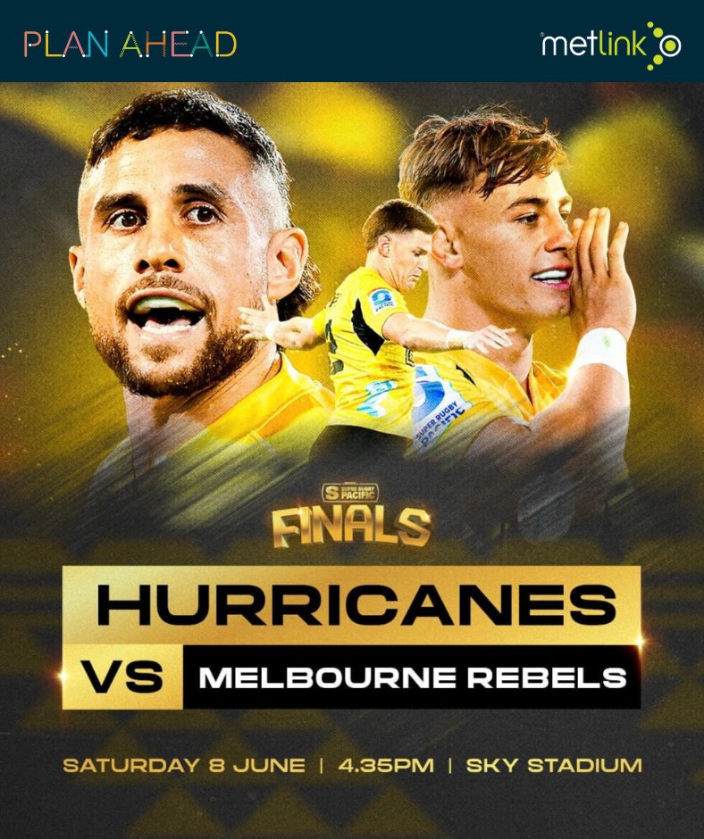 ⚫ Get ready for kick-off, Canes fans 🟡 Trains, buses, and ferries will operate to a normal Saturday timetable, getting you to and from the game in style. 

Get home safe with special rail services operating on the Hutt Valley, Kāpiti and Johnsonville lines with larger buses
