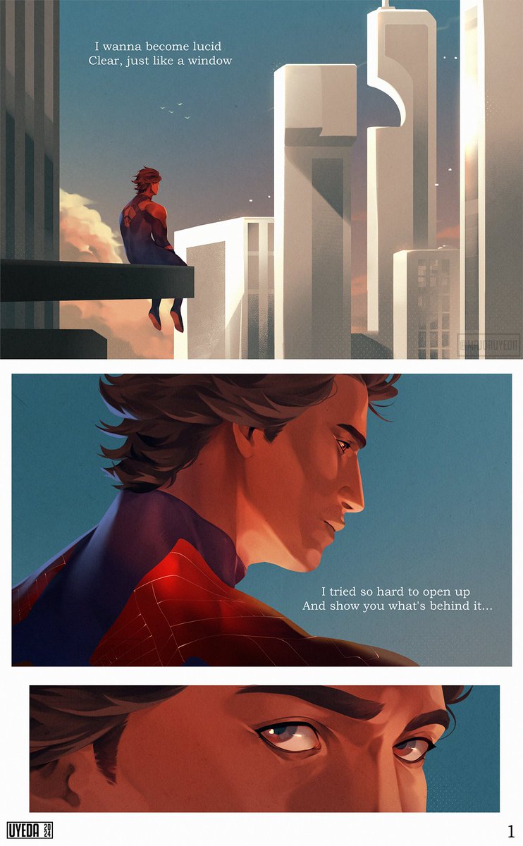 MajorUyeda's tweet photo. Today is "Valentine's day" in my country so I decided to post my mini comic all together ♥
.
#MiguelOHara #spidersona #spiderman2099 #ocxcanon https://t.co/X8MFqtw8it