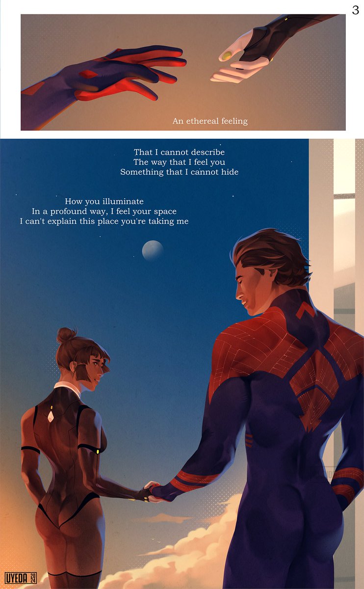 MajorUyeda's tweet photo. Today is "Valentine's day" in my country so I decided to post my mini comic all together ♥
.
#MiguelOHara #spidersona #spiderman2099 #ocxcanon https://t.co/X8MFqtw8it