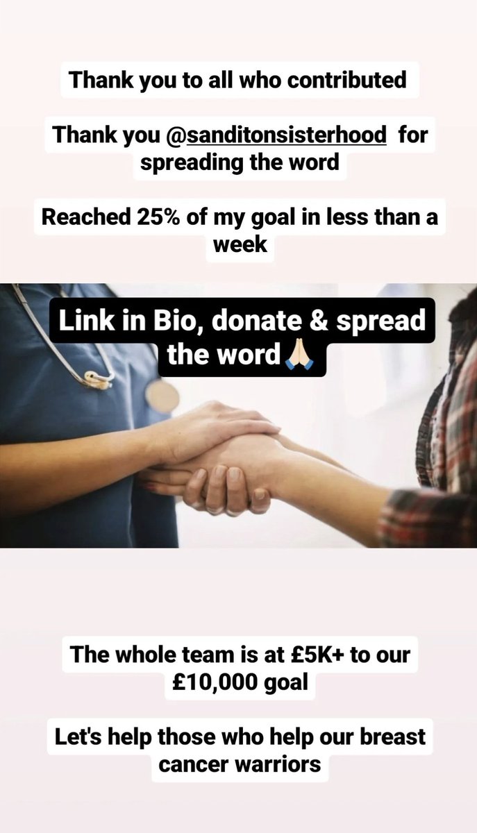 ShakmanRaed's tweet photo. Thank u to everyone who donated, shared &amp; helped in spreading the word. 

A massive thank u to @SanditonSister2 for their unwavering support.

Our team is now over £5K &amp; closer to our £10K target. I achieved 25% of my target in less than a week thanks to u all.
#breastcancer https://t.co/C6zsofaQ3b