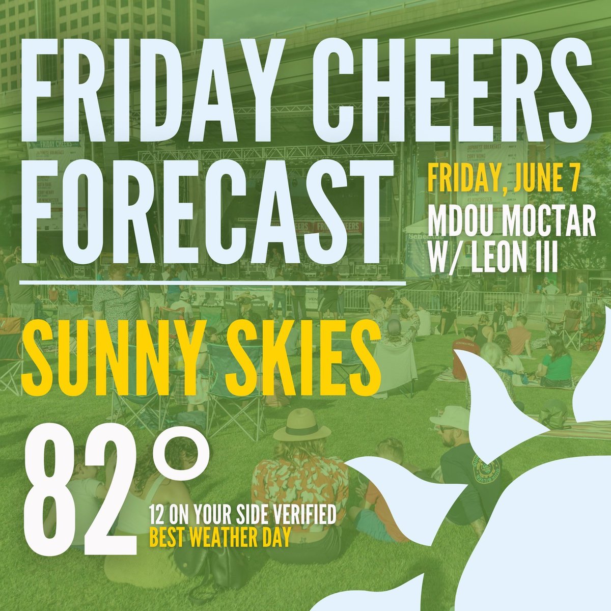 The weather for this week's show with <a href="/MdouMoctar/">Mdou Moctar</a> and @leoniiird is looking PERFECT! According to @12onyourside Weather, we're looking at sunny skies and temps in the low 80s ☀️