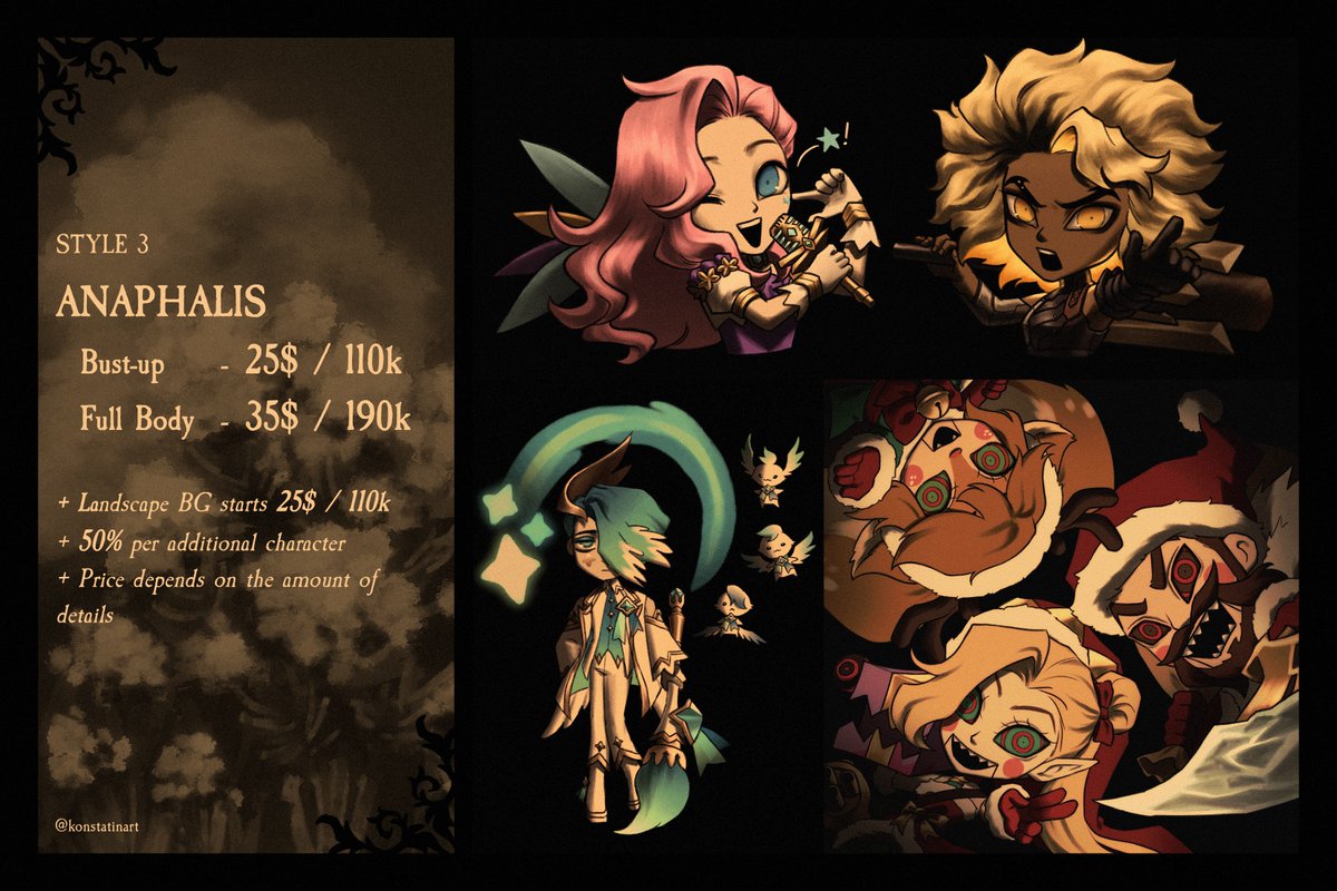 konstatinart's tweet image. Greetings |Οο½₯`)πΉ
Iβm opening commission for local and international, 4 slots available. Pls check this thread for more details. Iβve also updated my carrd: konstatin.carrd.com
Hit DM or send me an email If youβre interested. Thank you β€οΈ
{RTs & likes are appreciated π»}