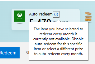WafuCocksy's tweet photo. @garywal @Xbox @danimartms Mine didn't work for June, and now the rewards website shows I can't set up an auto-redeem as its not available (£5 gift card), but my xbox rewards page says i can, and is set up to do it...🙄 https://t.co/uzBIZcR59t