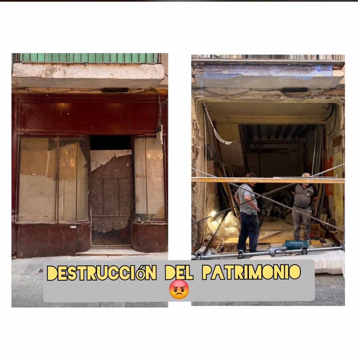 elenaiesgreco's tweet photo. ¡Indignacion y pena!  Han destrozado el precioso e histórico escaparate de La Favorita😔. ¡¡Qué  tristeza ver desaparecer el patrimonio!! ¡¡Y qué  vergüenza que se permita!!! @JCCM @toledoayto @Toledo_Olvidado @ToledoSPyC .(Siento no conocer al autor de la foto para citarle) https://t.co/sKFv3T8PNc