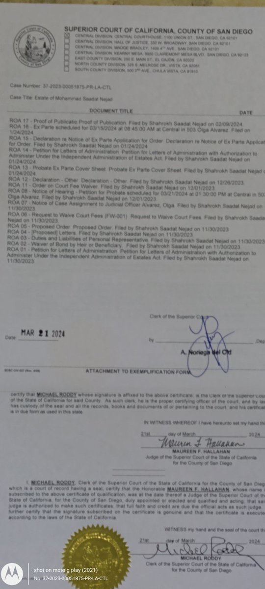 Occupy007's tweet photo. June 5, 2024 Discovery
Register Of Action ROA Number 10 appears on court record after March 21, 2024, and it was allegedly created on December 1, 2023

Similar crimes under Court Executive Officer Michael Roddy. See ROA 12 https://t.co/F6HeUbHY6P ⚖️

2005 https://t.co/Eln0TRutHp https://t.co/4yAH4V2NQW