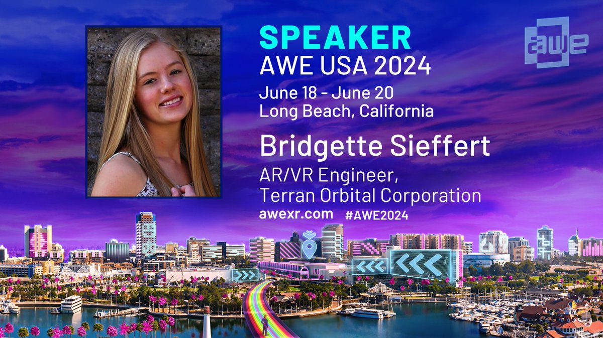 We are counting down to <a href="/AWE/">awe</a>! Looking forward to one of our local community members speak at <a href="/AWE/">awe</a> on Thursday! Catch Bridgette S., an AR/VR Engineer for <a href="/TerranOrbital/">Terran Orbital</a>, on Thursday, June 20, at 12:40 PM at Promenade Room 104B. 
AWE link: bit.ly/AWE-Buildingan…