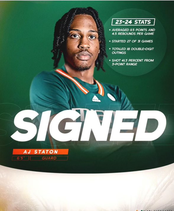 TeamBreakdown's tweet photo. Congrats to #Ajay #Staton signed to the U #caneshoops https://t.co/9G6SKIEpQb
