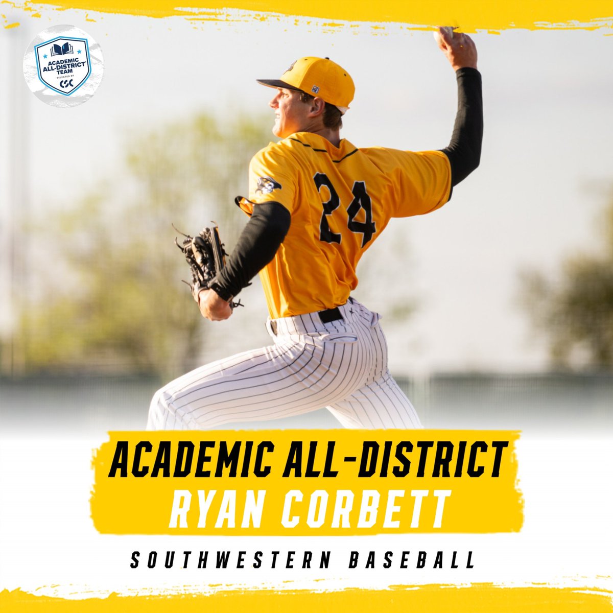 SUPirates's tweet photo. ⚾️ Southwestern Baseball’s Five CSC Academic All-District Award Winners 🏴‍☠️ @SUPiratesBB 

Alex Cannata, Sr.
Ryan Corbett, Jr.
James Vaquero, Jr.
Christian Melillo, Jr.
Max Mims, Sr. https://t.co/6fslVjeFDd