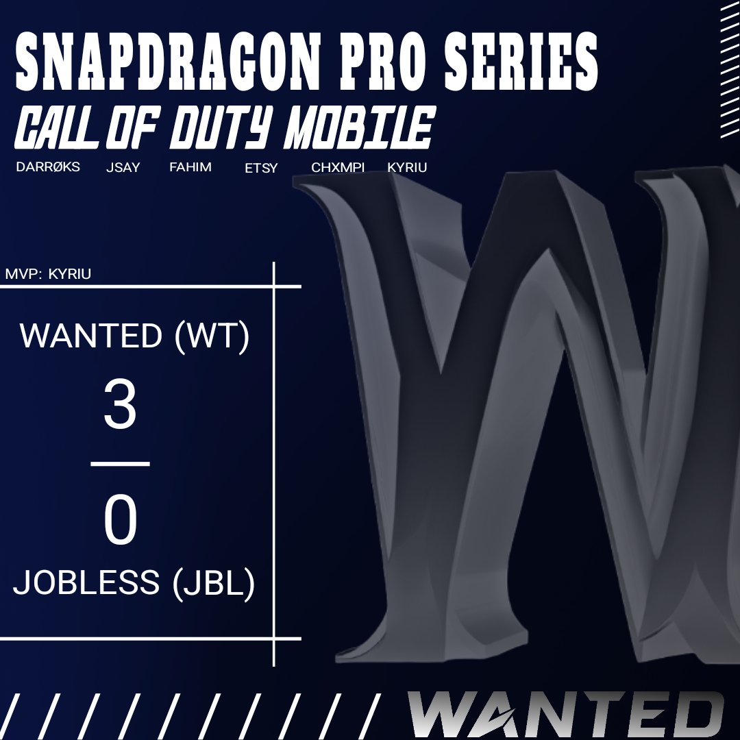WANTED (@wantedteameu) on Twitter photo Qualified for stage 4 (challenge season). With a clean 3-0 against jobless. #wearewanted
@czkr22
@etsycX
<a href="/FahmRahm/">Fahim ๐ง๐ฉ</a>
<a href="/jSay_codm/">jSay</a>
<a href="/Darroks1/">Darroks</a>
<a href="/Chxmpi2/">champi</a>
<a href="/ESLMobile/">Snapdragon Pro Series</a>
<a href="/CoDMobileSports/">COD Mobile Esports News</a> Qualified for stage 4 (challenge season). With a clean 3-0 against jobless. #wearewanted
@czkr22
@etsycX
<a href="/FahmRahm/">Fahim ๐ง๐ฉ</a>
<a href="/jSay_codm/">jSay</a>
<a href="/Darroks1/">Darroks</a>
<a href="/Chxmpi2/">champi</a>
<a href="/ESLMobile/">Snapdragon Pro Series</a>
<a href="/CoDMobileSports/">COD Mobile Esports News</a>