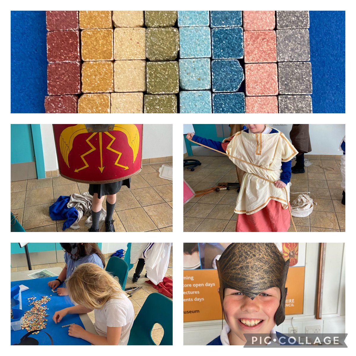 Tackleyschool's tweet photo. Webb Class have been busy with their learning this week. They enjoyed making self-portraits at Forest School with Mrs Hawes on Tuesday. Today they visited @OxMuseumService in Woodstock for a Roman workshop. This was followed by a history walk at @BlenheimPalace. https://t.co/FRwW9xcc3E