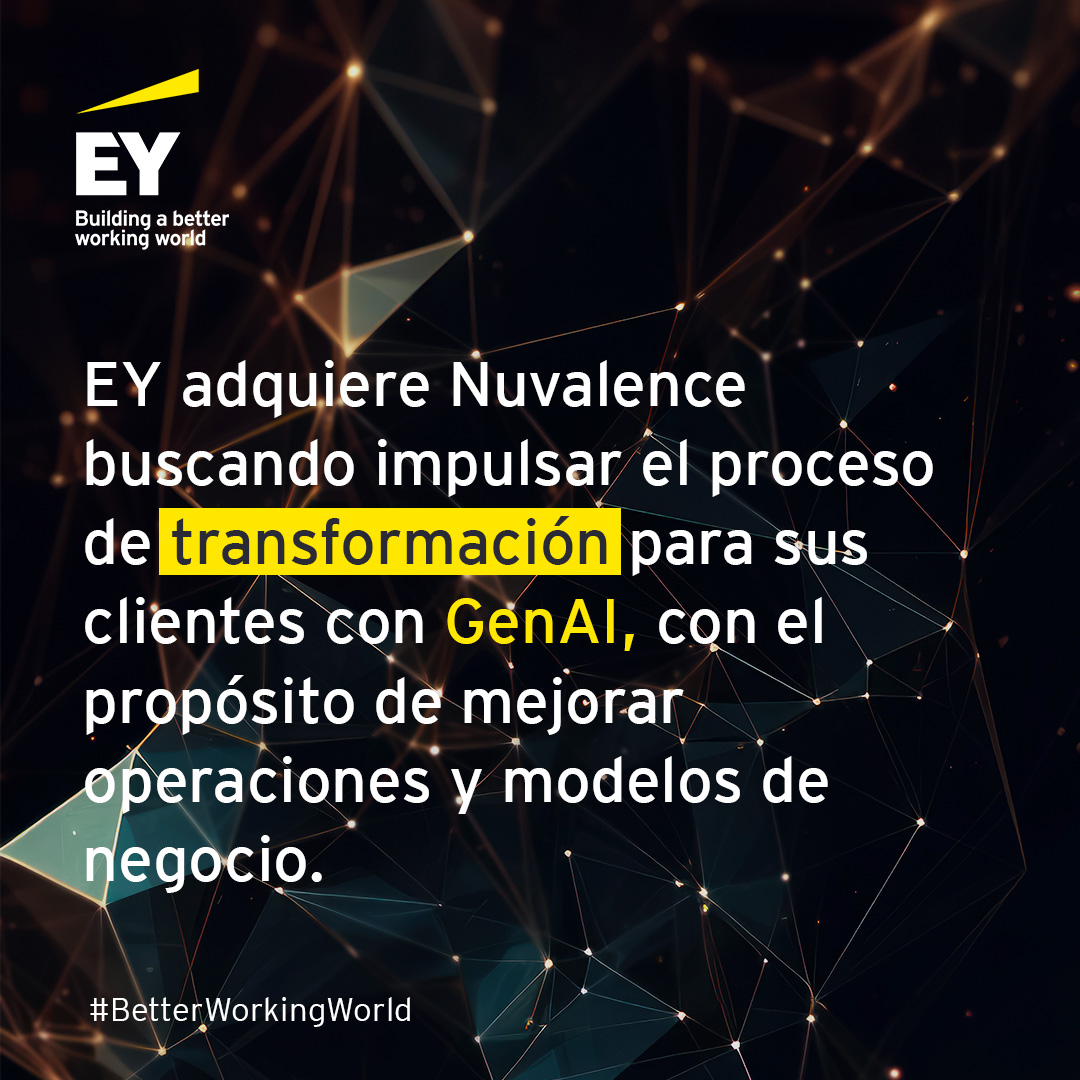 ¡Noticias emocionantes! La Integración de Nuvalence amplía la oferta de servicios de EY en áreas como ingeniería de plataformas y desarrollo de productos. Estamos comprometidos en ofrecer soluciones innovadoras a nuestros clientes en un entorno digitalizado en constante evolución