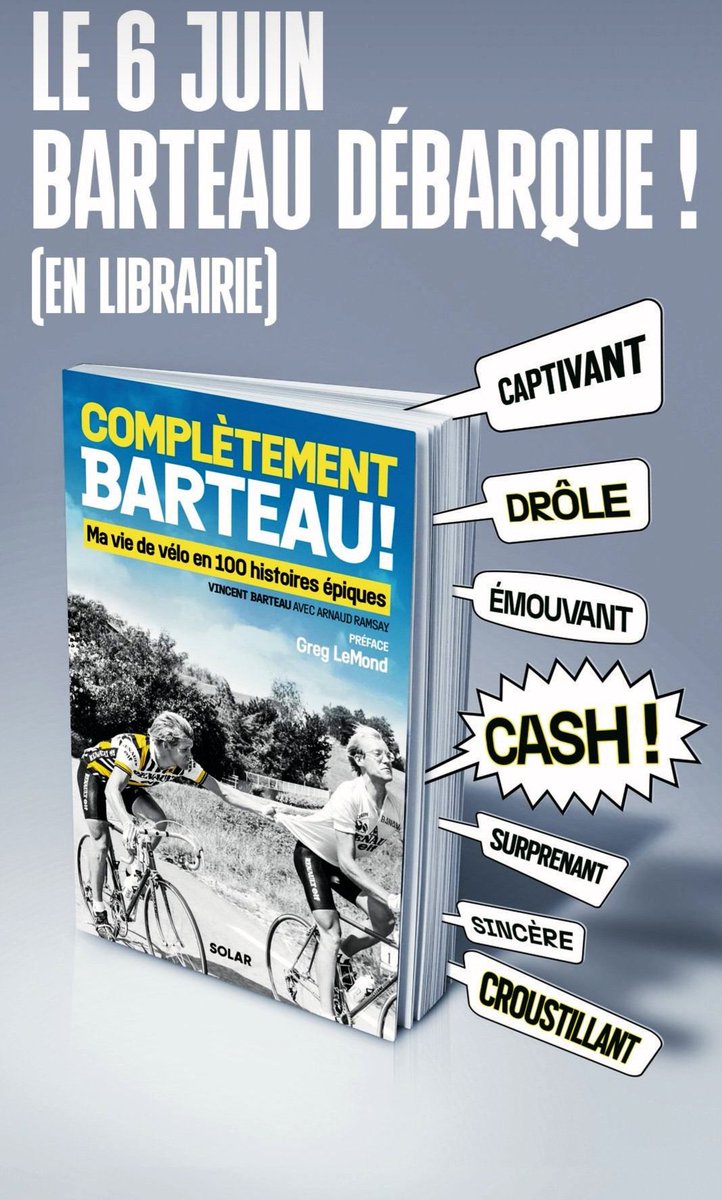 📘 Pour patienter après le <a href="/dauphine/">Tour Auvergne Rhône-Alpes</a> et avant <a href="/LeTour/">Tour de France™</a> LIVE sur <a href="/Eurosport_FR/">Eurosport France</a>…

🎁 Gagnez 2  «COMPLÉTEMENT BARTEAU !» ✍🏼 Dédicacés.

⚙️ RT + FL <a href="/RoisDeLaPedale/">RoisDeLaPedale</a> &amp; <a href="/vincentbarteau1/">Vincent Barteau Officiel</a>