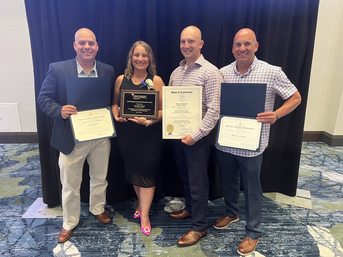 The Central CT Chamber of Commerce held its 134th Annual Dinner &amp; awarded Operation Opioid, Inc. the Outstanding Community Business Award.  Kristi Vonella Wright is carrying on her father's legacy and supporting the Bristol CT Police K-9 Unit.