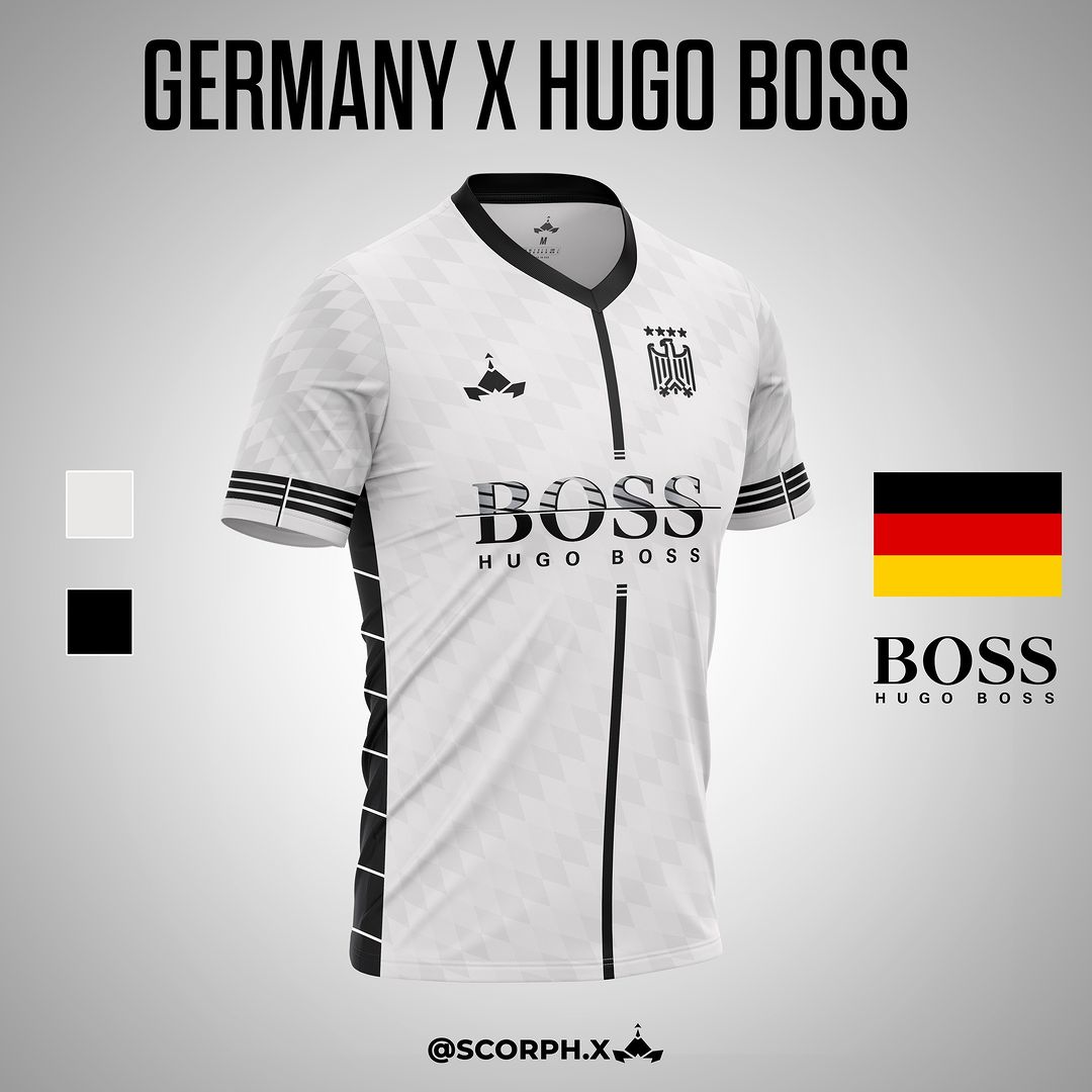 scorph_x's tweet photo. Germany x Hugo Boss kit concept- 👍 or 👎? | Euro 2024 x Designer Brands Part 1️⃣🇩🇪 https://t.co/IvSv8BxgDk