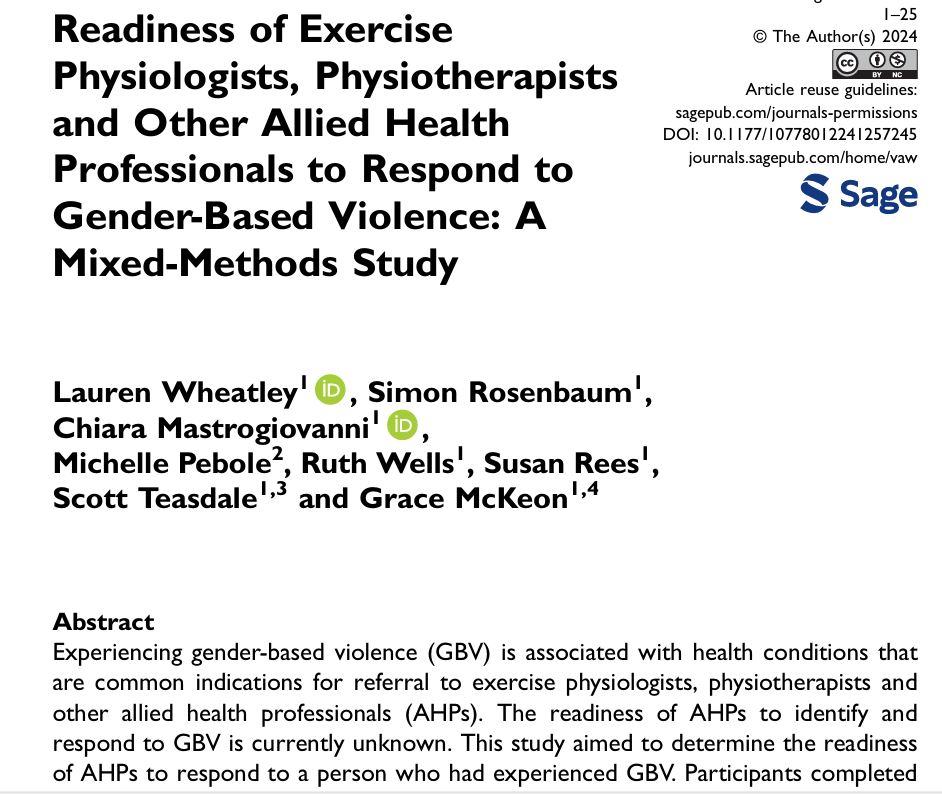 Lifestyle Interventions for Traumatic Stress (@lifts_sig) on Twitter photo "Increasing allied health providers' confidence to identify and respond to gender-based violence through dedicated training programs is warranted and urgently needed." 🔥
Fantastic work by <a href="/mckeon_grace/">Grace McKeon</a> + crew! @MPebole <a href="/simon_rosenbaum/">Simon Rosenbaum</a> <a href="/ChiaraMastro18/">Chiara Mastrogiovanni</a>
doi.org/10.1177/107780… "Increasing allied health providers' confidence to identify and respond to gender-based violence through dedicated training programs is warranted and urgently needed." 🔥
Fantastic work by <a href="/mckeon_grace/">Grace McKeon</a> + crew! @MPebole <a href="/simon_rosenbaum/">Simon Rosenbaum</a> <a href="/ChiaraMastro18/">Chiara Mastrogiovanni</a>
doi.org/10.1177/107780…