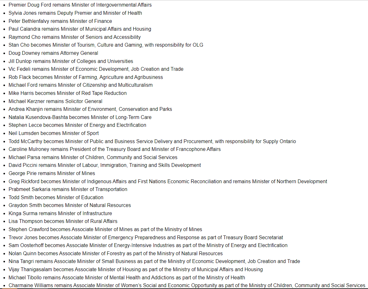 MikeCrawleyCBC's tweet image. BREAKING: Premier Doug Ford creates the biggest cabinet in Ontario political history, with 36 ministers. 
#onpoli