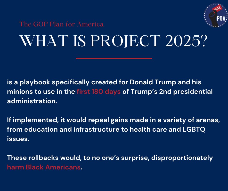 protectingvotes's tweet photo. To understand more about what Project 2025 could mean for Black communities, follow POV and watch this space.

#protectyourvote #protectingourvote #voteready https://t.co/2FMrT5Bfhv