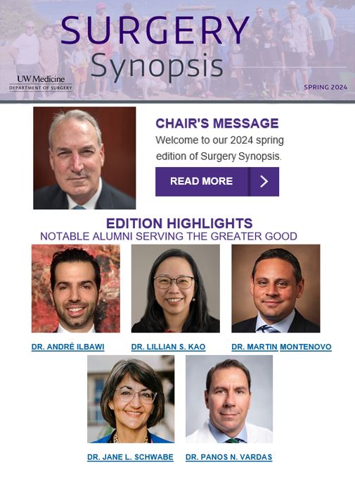 UW Department of Surgery (@uwsurgery) on Twitter photo Community edition of #SurgerySynopsis is out! Read how our alumni are making an impact around the world, what #traumasurgeon Dr. Eileen Bulger does in her spare time, new #StoptheBleed legislation in WA State, COSMID trial for #diverticulitis & more!  👉bit.ly/surgsynopsp24 Community edition of #SurgerySynopsis is out! Read how our alumni are making an impact around the world, what #traumasurgeon Dr. Eileen Bulger does in her spare time, new #StoptheBleed legislation in WA State, COSMID trial for #diverticulitis & more!  👉bit.ly/surgsynopsp24