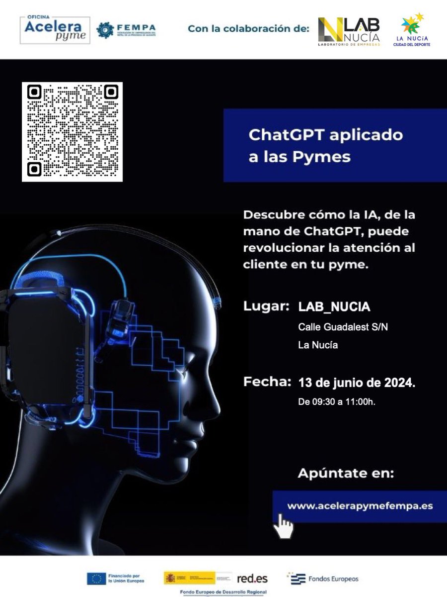 🧑🏻‍💻La atención al cliente está evolucionando a pasos agigantados gracias a la inteligencia artificial! En el curso de próximo jueves hablaremos de Chat GPT y su impacto transformador en las #PYMEs.

📆13 de junio.
⏰09:30 a 11:00h. 

✍🏻 lab.lanucia.es/Chat-GPT-LabNu…

#MadeByLaNucia