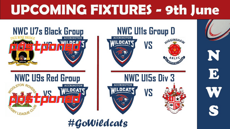 WildcatsARLFC's tweet photo. UPCOMING FIXTURES - 9TH JUNE #Pitchero
https://t.co/lwx9QgO1TO https://t.co/BPTUsFNBhB