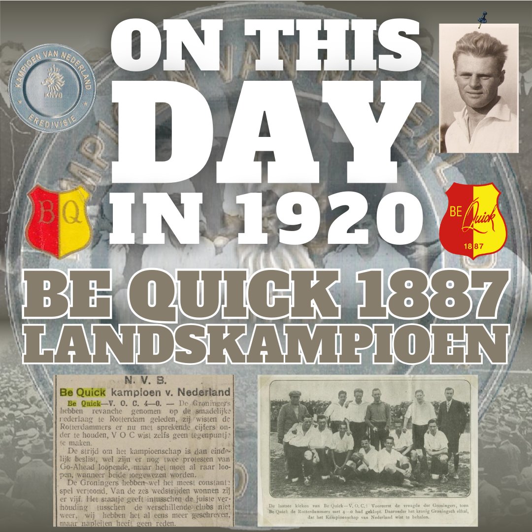 BQ1887zat1's tweet photo. Op 6 juni 1920 wist Be Quick 1887 zich te kronen als #landskampioen! 🏆🥇 https://t.co/fFo78QA0Me