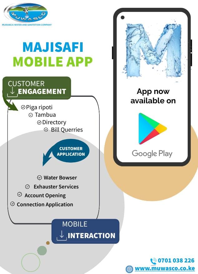 Muwasco_'s tweet photo. Dear valued customer, we are pleased to inform you that our Maji Safi App is now available for download on the Play Store. This app enables you to submit service requests, make inquiries, and apply for services conveniently. https://t.co/ovVO1cgbx4