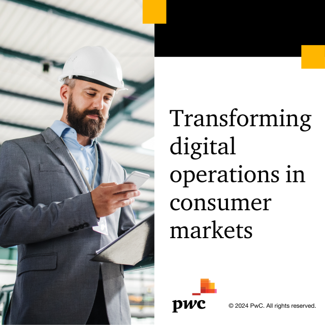 Consumer markets companies are digitizing their operations to adapt to today’s dynamic environment. Learn more in our latest survey. pwc.to/4c9uoAp